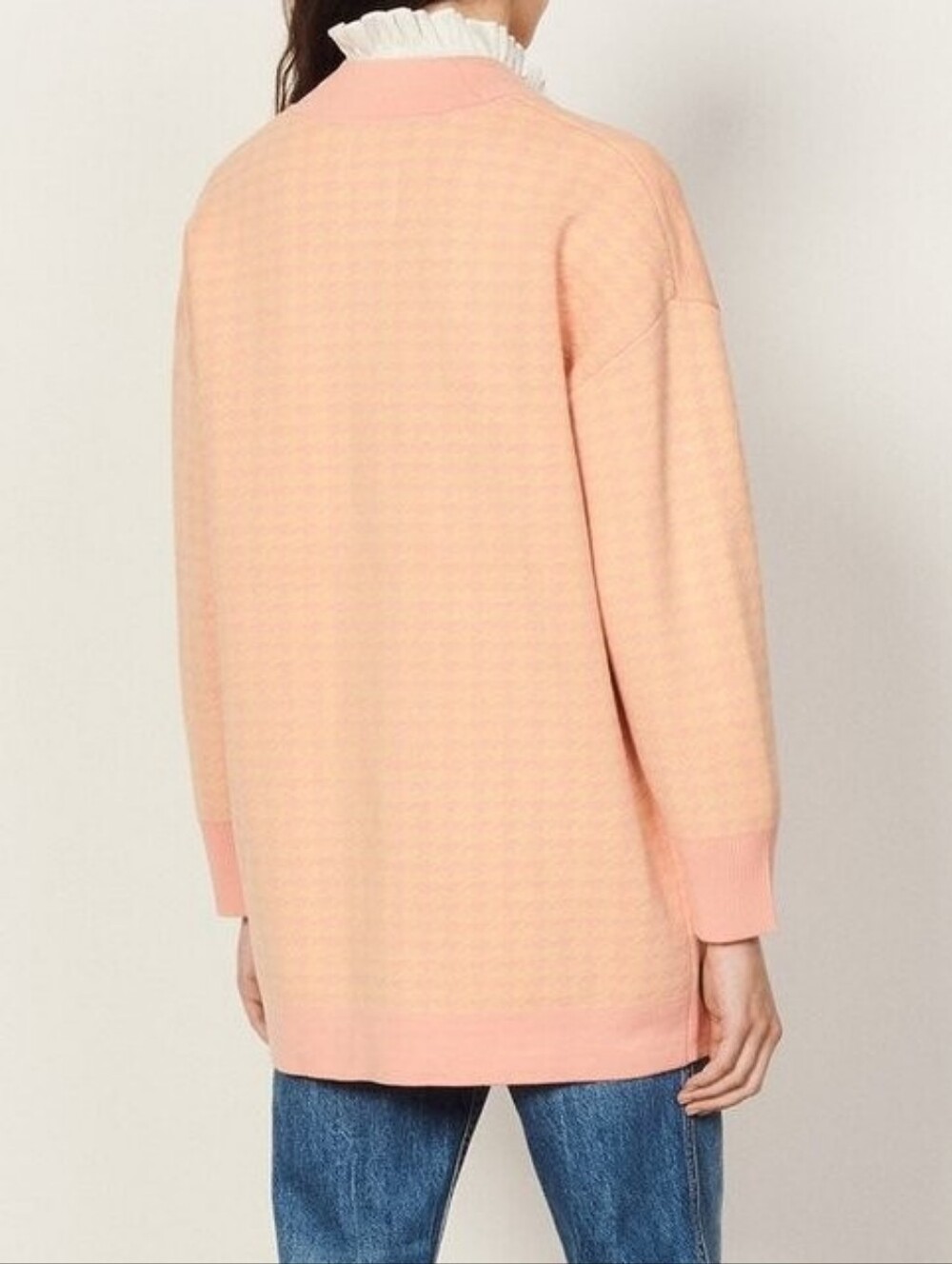 SANDRO | $415 Dane Oversized Houndstooth Cardigan - Picture 3 of 12